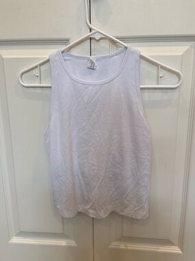 Yogalicious White Ribbed Muscle Tank Top